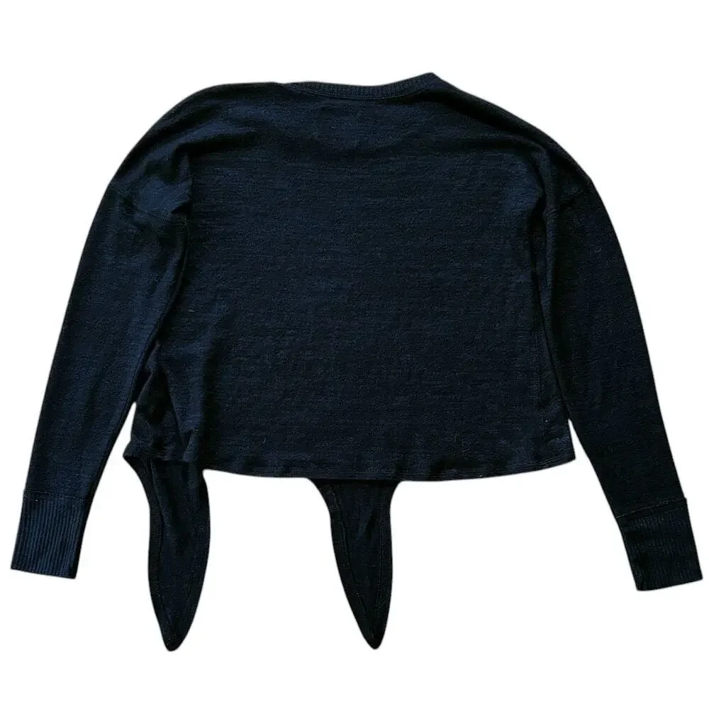 Abercrombie & Fitch Soft A & F Cozy Front Side Tie Black Sweater Small